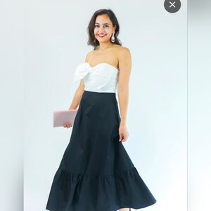 TCEC Black And White Large Bow Maxi Strapless Dress- NWT